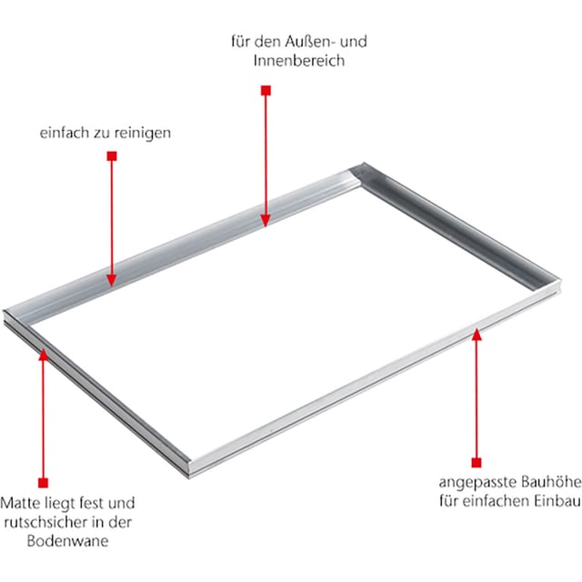ACO Vario Winkelrahmen Steckprofil Alu natur für Schuhabstreifer Outdoor, 75x50 cm