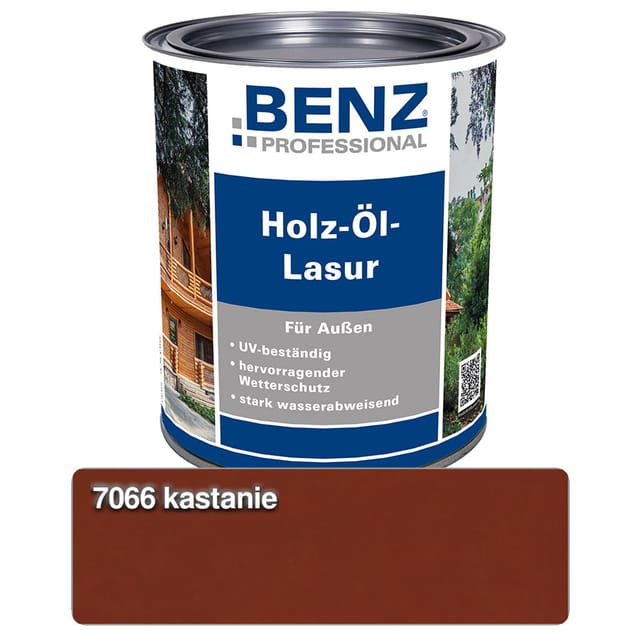 BENZ PROFESSIONAL Holz-Öl-Lasur Holzschutzmittel, 2,5 l, Kastanie