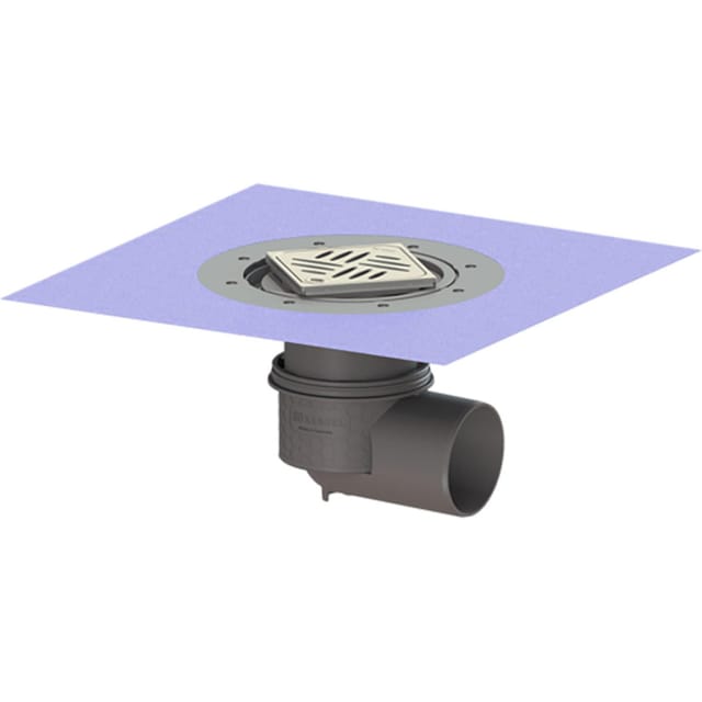 KESSEL Bodenablauf Practicus Anschlussrand Gewebematte seitlich, DN 100, Designrost Kessel