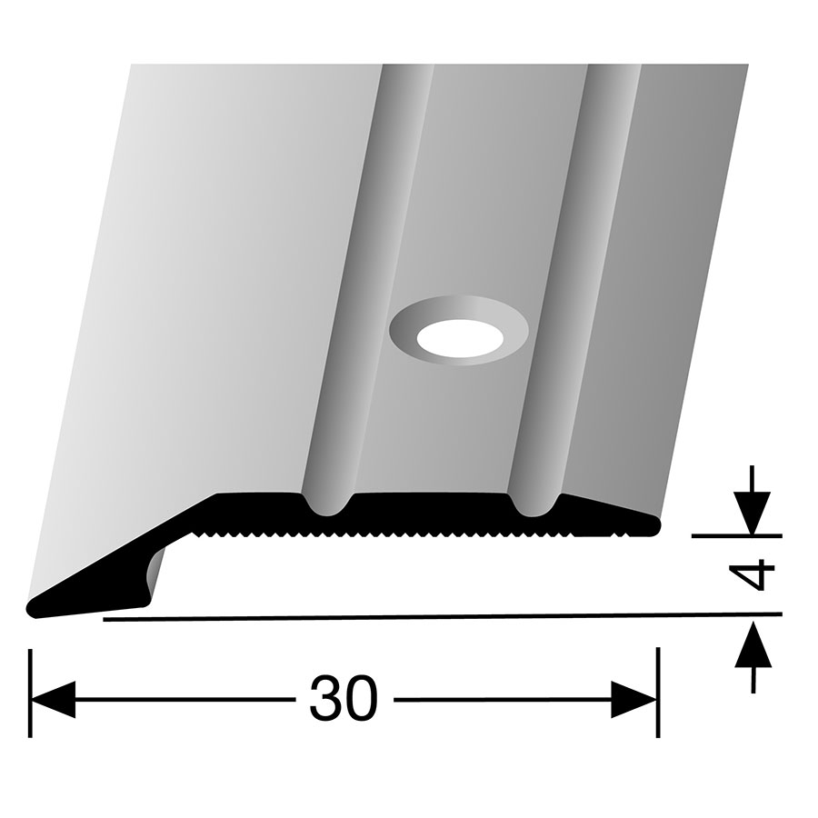 PARKETTFREUND Anpassprofil eloxiert Edelstahloptik Schrauben und Dübel Übergangsschiene, 90 cm, 4 mm