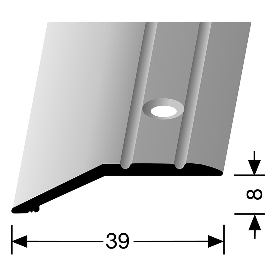 PARKETTFREUND Anpassprofil eloxiert Edelstahloptik Schrauben und Dübel Übergangsschiene, 90 cm, 8 mm