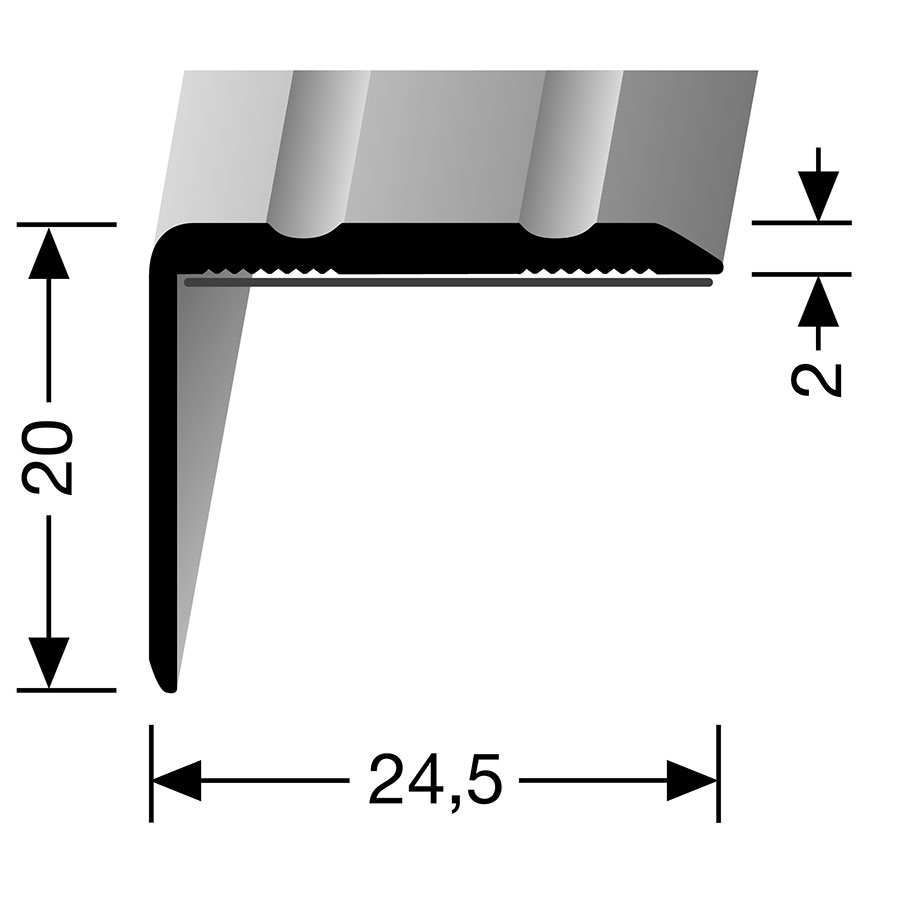 PARKETTFREUND Winkelprofil Alu eloxiert Sand selbstklebend Übergangsschiene, 100 cm, 20 mm