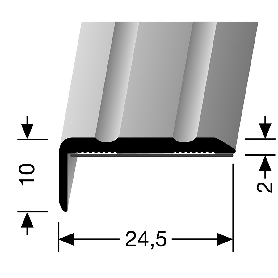 PARKETTFREUND Winkelprofil Alu eloxiert Edelstahl selbstklebend Übergangsschiene grau, 100 cm, 10 mm