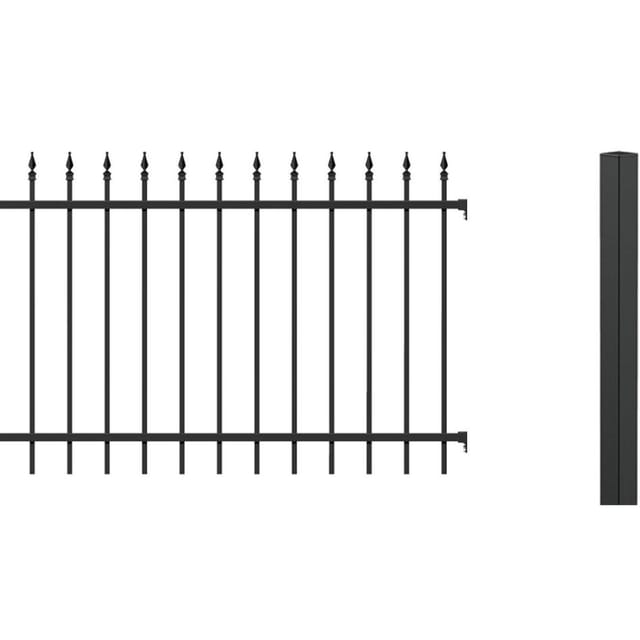 Alberts Zaun-Grundset Chaussee matt schwarz Metallzaun, 120 cm, Aufschrauben