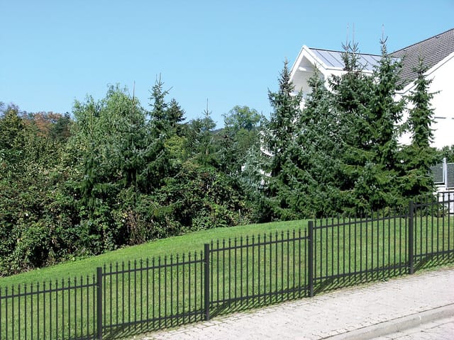 Alberts Zaun-Grundset Chaussee matt schwarz Metallzaun, 120 cm, Einbetonieren