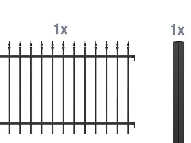 Alberts Zaun-Anbauset Chaussee matt schwarz Metallzaun, 120 cm, Einbetonieren