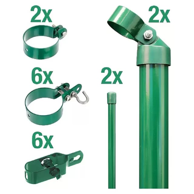 Alberts Zaunanschluss-Set für Wellengittertore an Maschendrahtzaun grün, 75 cm, 60 mm,Einbetonieren,zweiseitige Verbindung