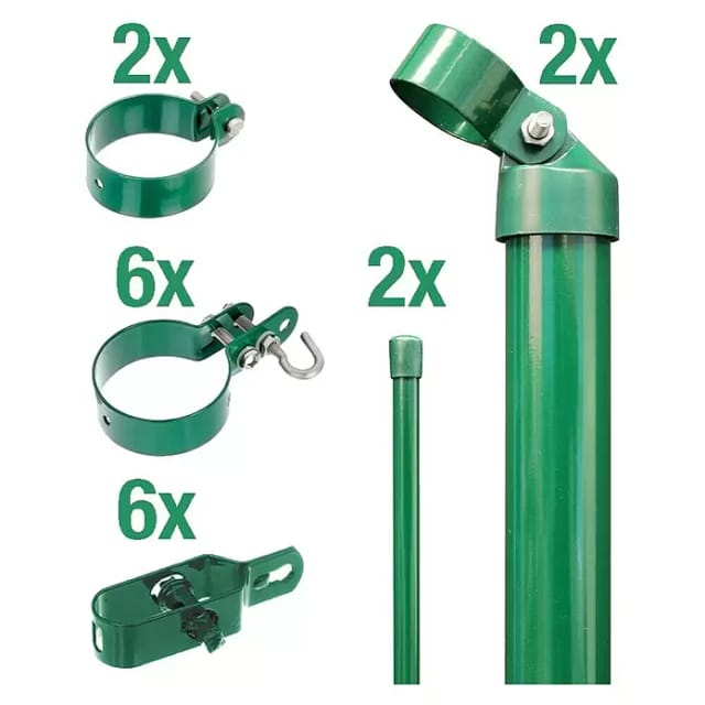 Alberts Zaunanschluss-Set für Wellengittertore an Maschendrahtzaun grün, 125 cm, 60 mm,Einbetonieren,zweiseitige Verbindung