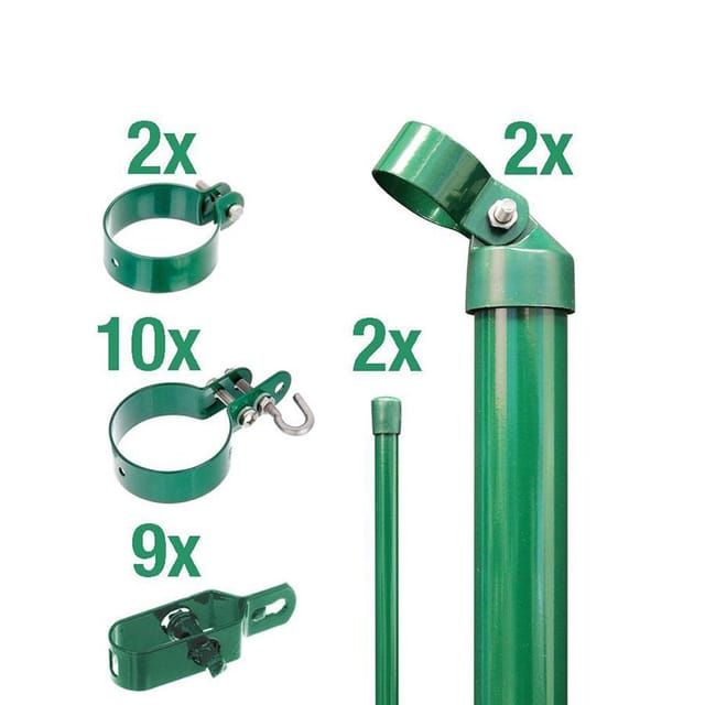 Alberts Zaunanschluss-Set für Wellengittertore an Maschendrahtzaun grün, 200 cm, 76 mm,Einbetonieren,zweiseitige Verbindung