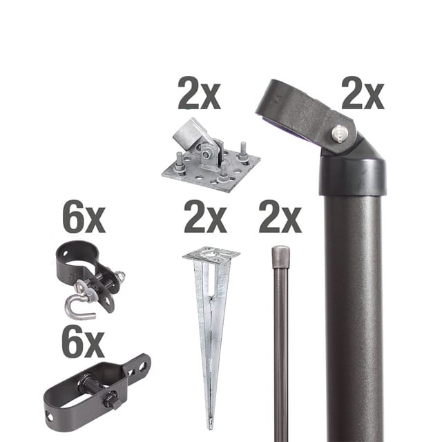 Alberts Zauneck-Set für Maschendrahtzäune anthrazit-metallic, 125 cm, Aufschrauben