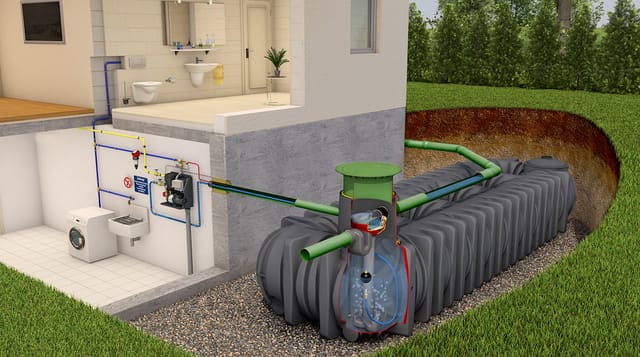 GRAF Platin Hausanlage Professionell inkl. hausinterner Saugpumpe Zisterne Regenwassertank, 10000 L, begehbar