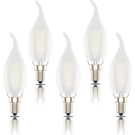 Ampulle Flamme,lot De 5,forme De Bougie,matt,blanc Chaud(2700k),4w Equivalence Incandescent 40w,400lm