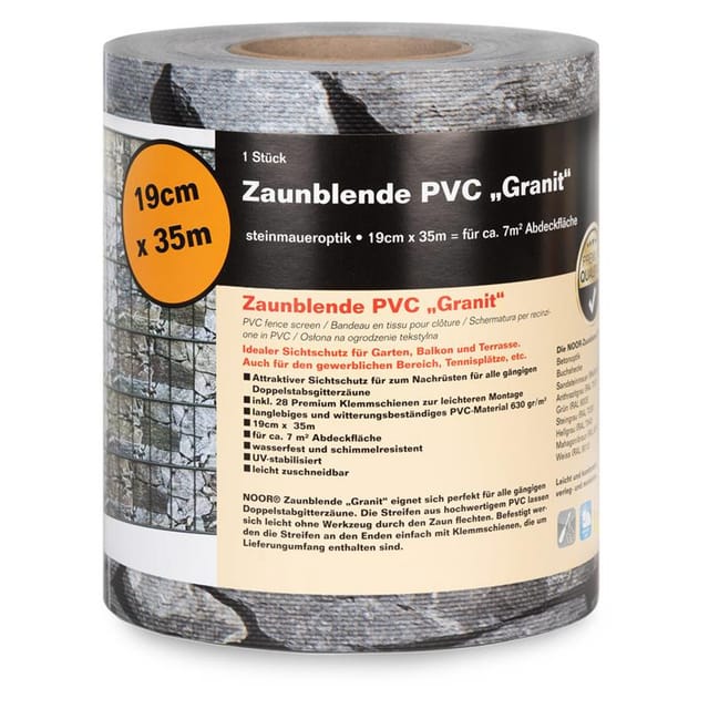 NOOR Sichtschutzstreifen Doppelstabzaun PVC Steinmauer Granit günstig