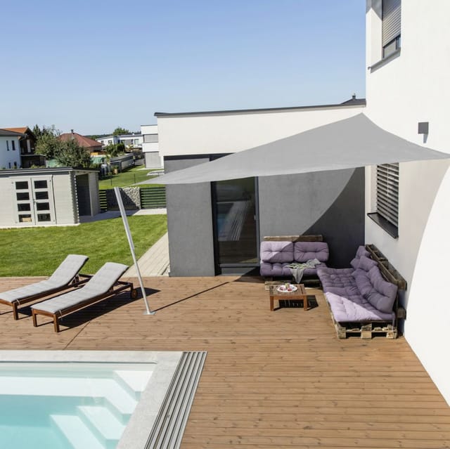 Windhager Sonnensegel CAPRI grau Sonnenschutz, 4x4x4 m, Dreieck