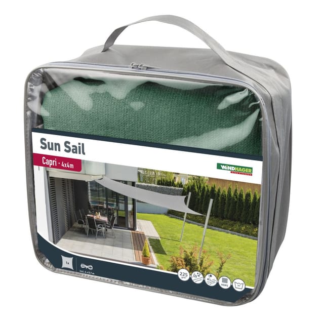 Windhager Sonnensegel CAPRI olive Sonnenschutz, 4x4 m, Quadrat