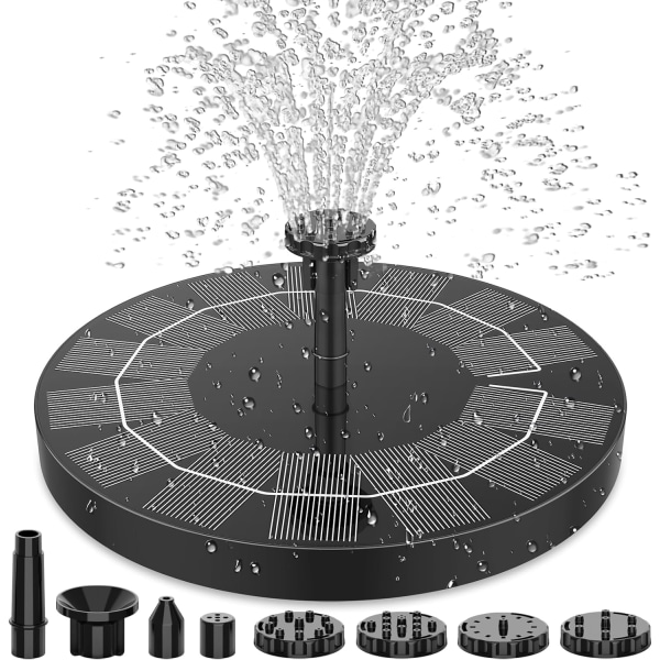2,5-w-solarbrunnen Mit Solarpanel, Solar-teichpumpe Mit 6 Düsen, Schwimmende Solar-gartenpumpe