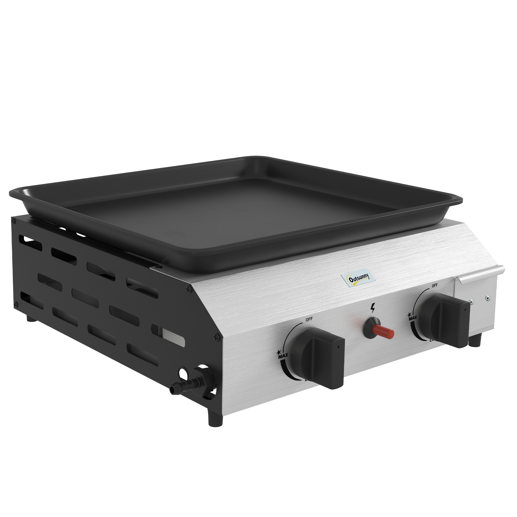 Gasgrillplatte, 2 Brenner, Antihaftbeschichtung, 4,8 Kw Leistung, Silber