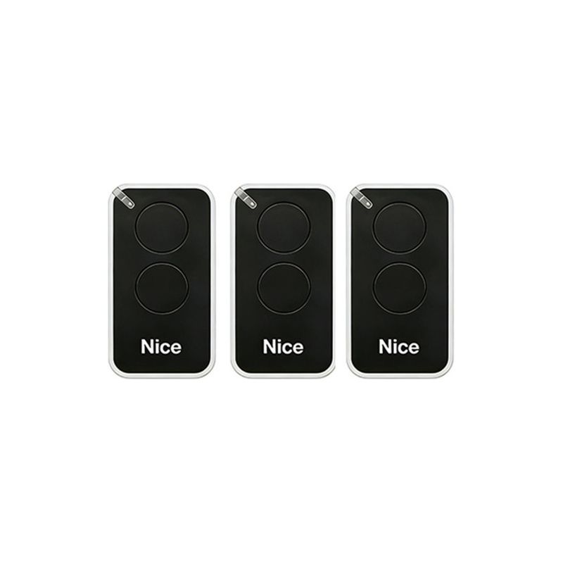 Lot De 3 Télécommandes Pour Nice Inti2b 433.92mhz, 2 Canaux, Pour Systèmes D'Automatisation De Portails Et De Garages, Noir