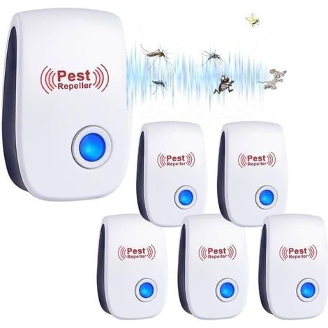 Packung Mit 6 Ultraschall-schädlingsbekämpfungsgeräten Für Den Innenbereich Gegen Mäuse, Ratten, Mücken, Kakerlaken, Spinnen, Fliegen Und Flöhe