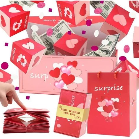 Überraschungsgeschenkbox – Unbekanntes Design – Explosionsmotiv – Rosa – 16 Sprünge – Unisex