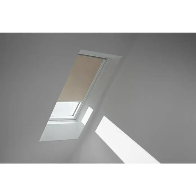 VELUX Verdunkelungsrollo Sandbeige gepunktet/Weiß 4579, C06, GGU,Manuell,VELUX,weiße Schiene