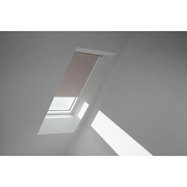 VELUX Verdunkelungsrollo Helltaupe 4580, C06, GGU,Manuell,VELUX,weiße Schiene
