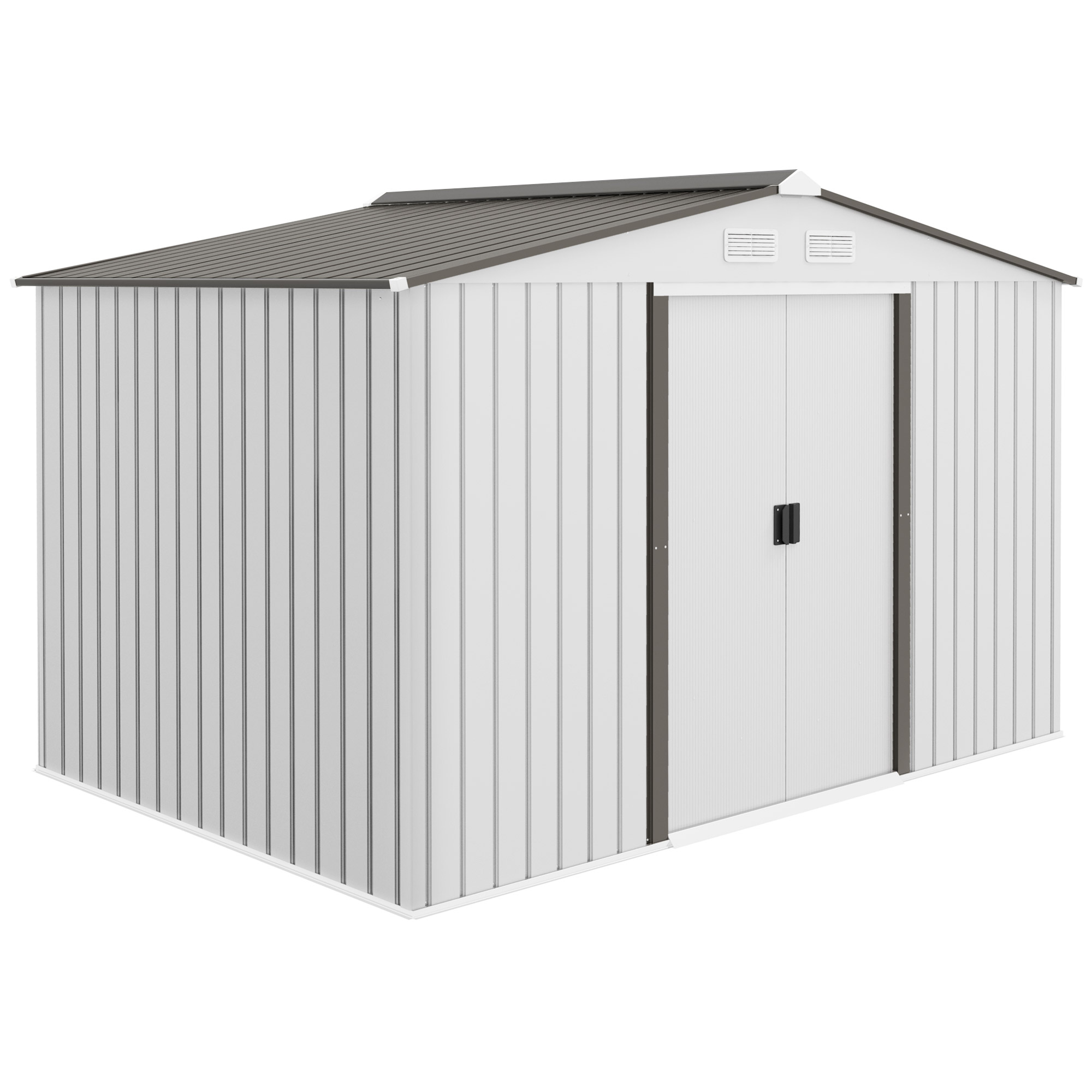 Gartenhaus 277 X 195 X 192 Cm, Metall-gartenhaus Für Den Außenbereich Zur Aufbewahrung Von Gartengeräten, Silber Und Grau