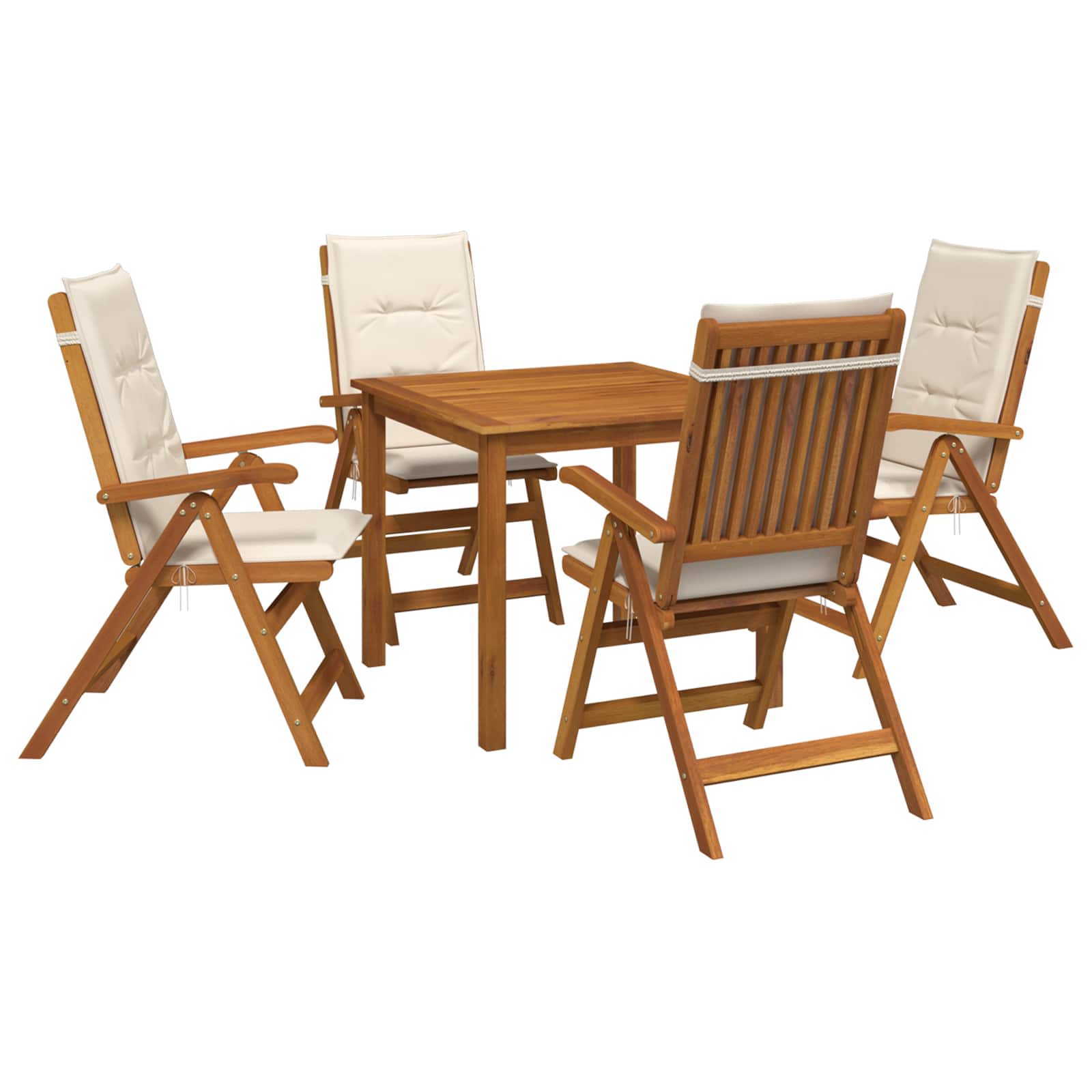 5-teiliges Garten-esszimmer-set 4-sitzer Creme Vidaxl