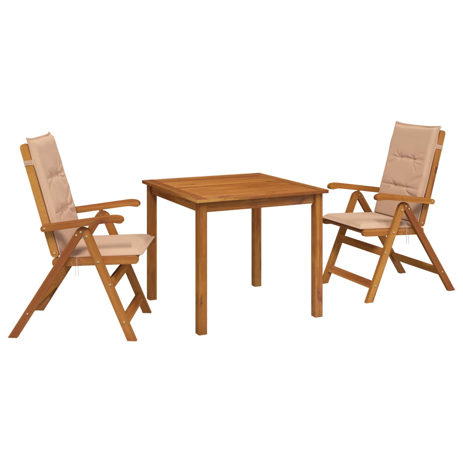 3-teilige Garten-essgruppe 2-sitzer Beige Massivholz Akazie Vidaxl