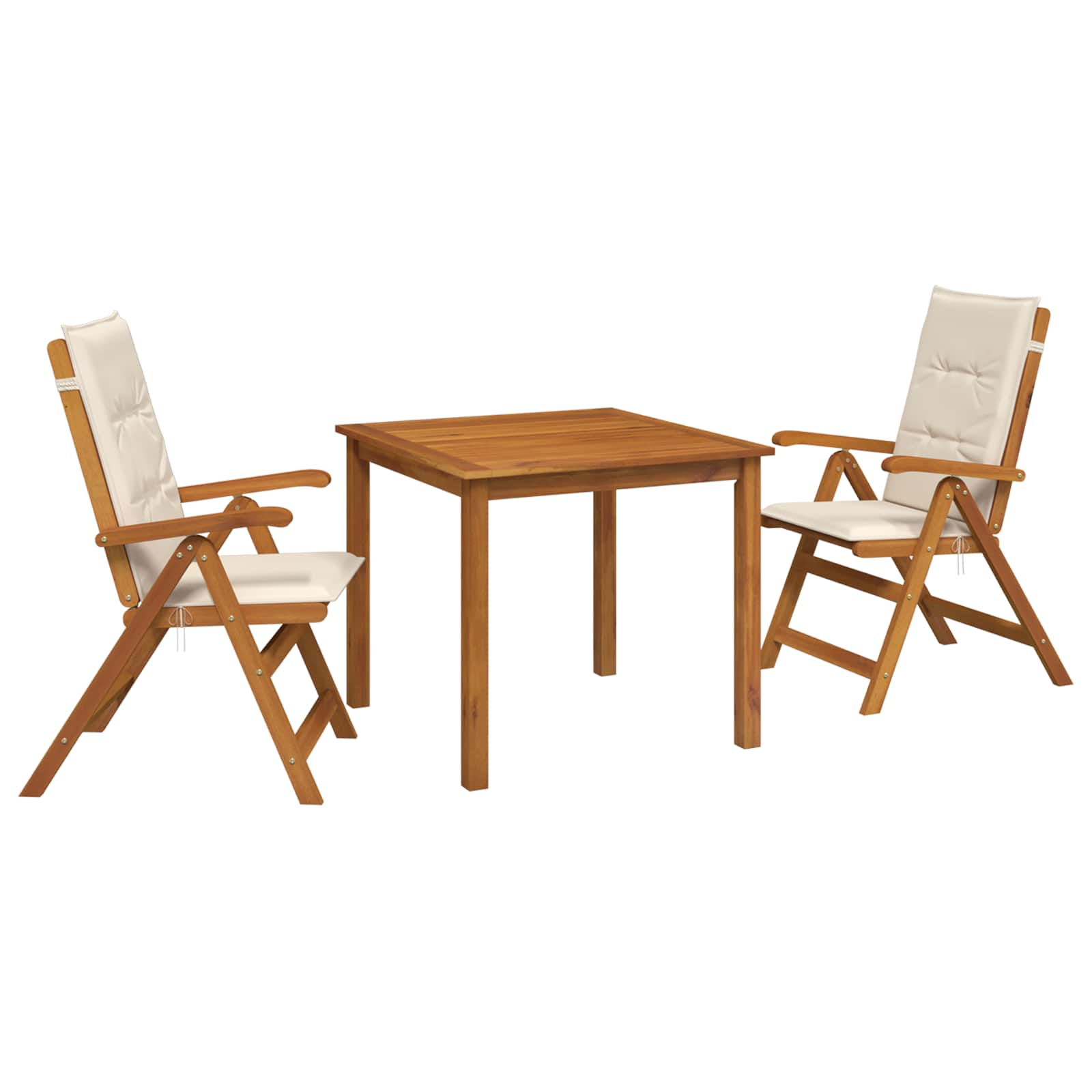 3-teilige Garten-essgruppe 2-sitzer Creme Massivholz Akazie Vidaxl