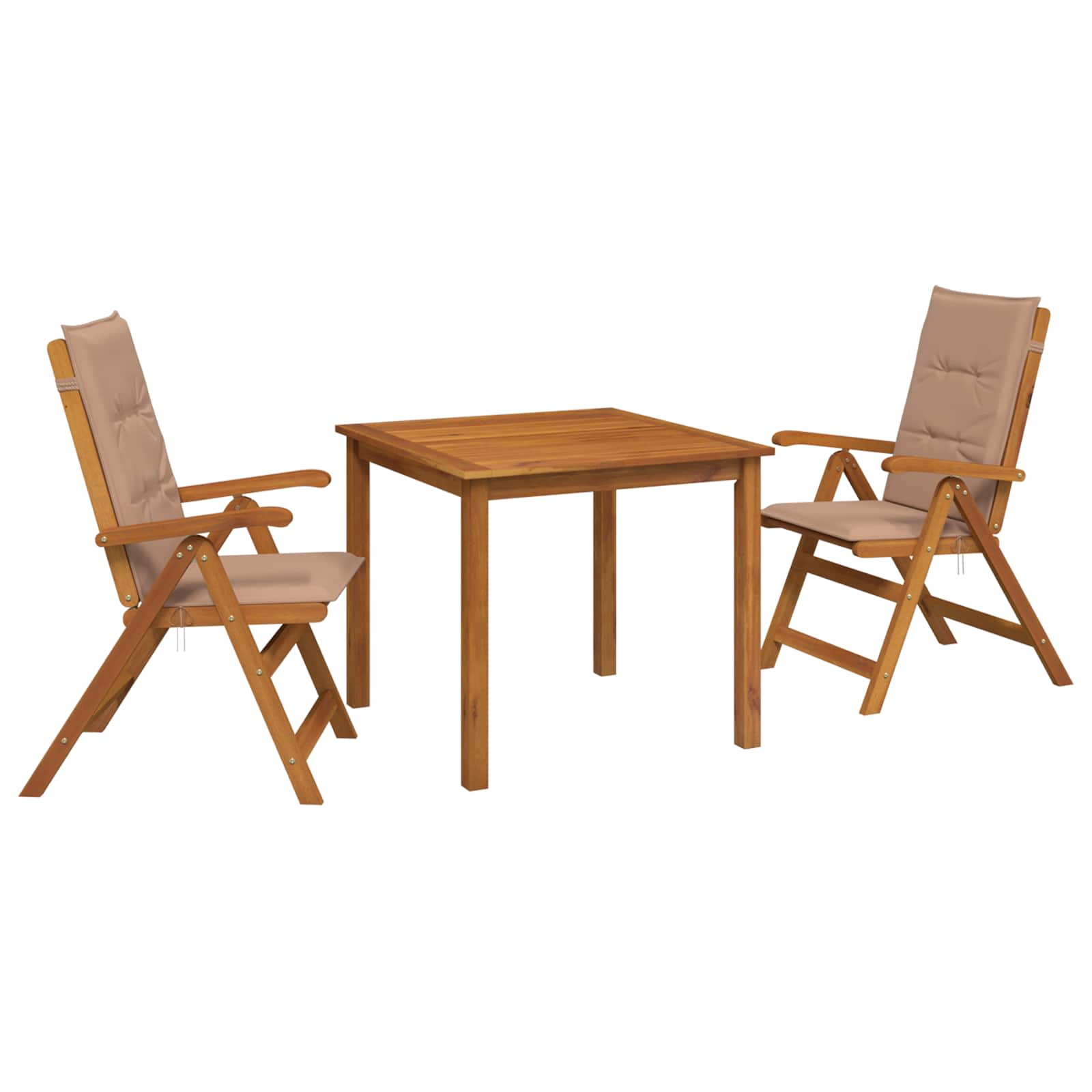 3-teilige Garten-essgruppe 2-sitzer Taupe Massivholz Akazie Vidaxl