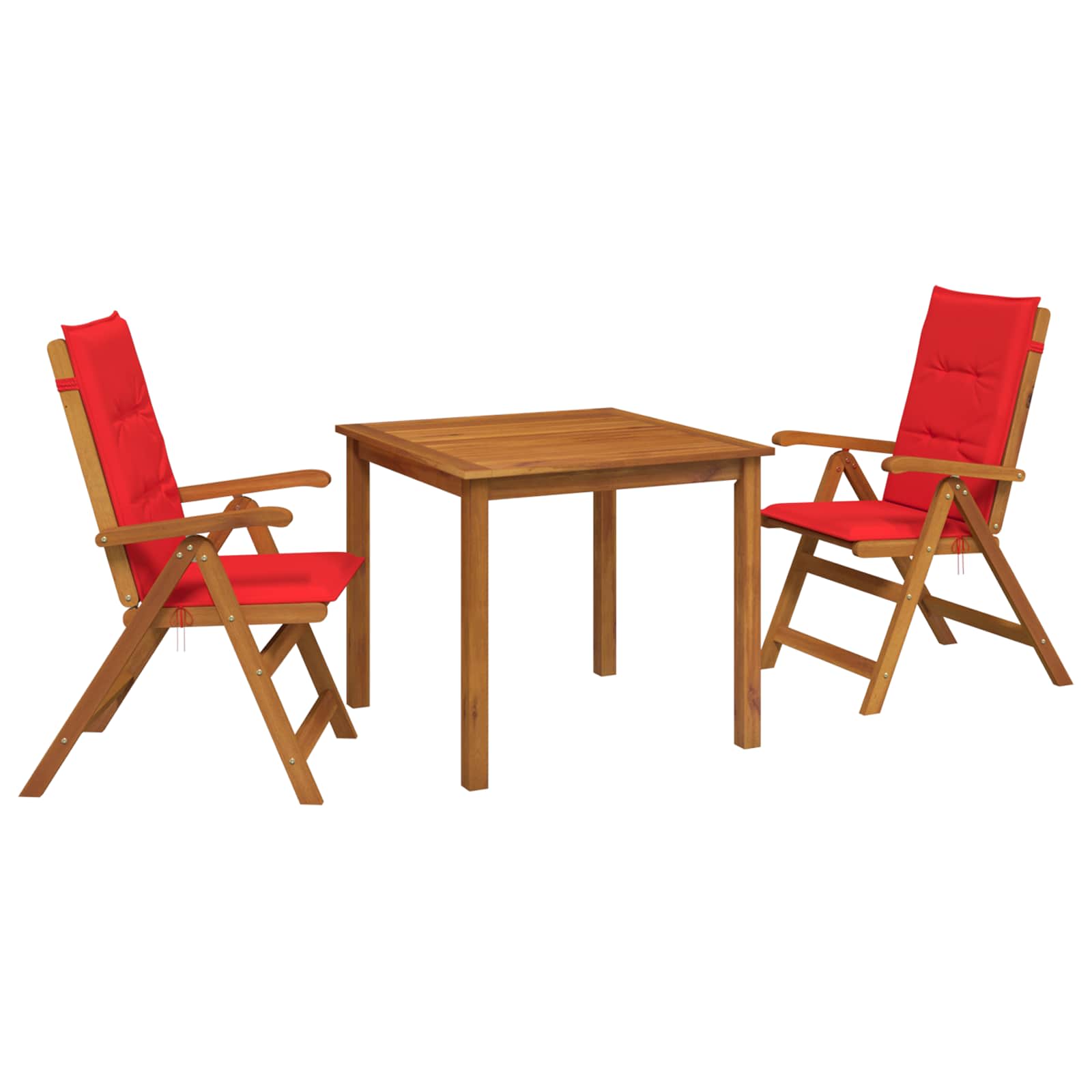 3-teilige Garten-essgruppe 2-sitzer Rot Massivholz Akazie Vidaxl