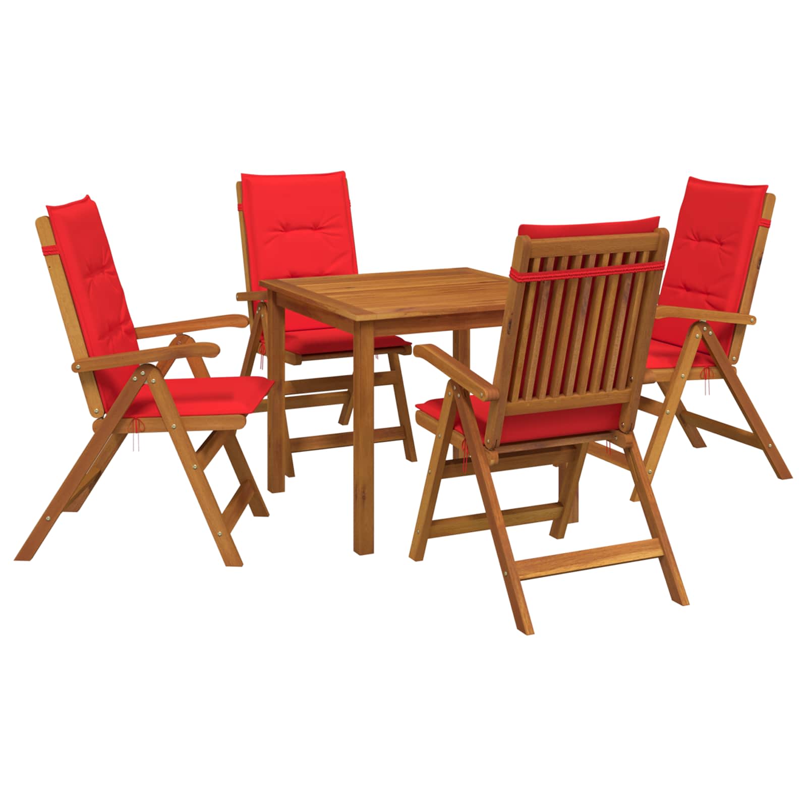 5-teiliges Garten-esszimmer-set 4-sitzer Rot Massivholz Akazie Vidaxl