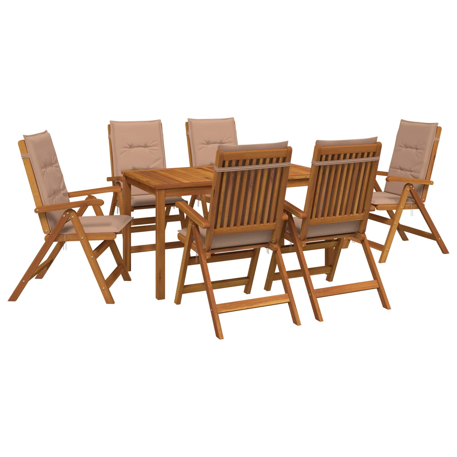 7-piece Garden Dining Set 6-sitzer Taupe Massivholz Akazie Vidaxl
