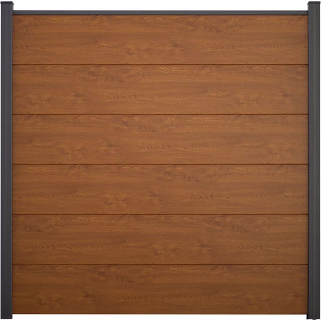 GroJa BasicLine PVC-Steckzaun Sichtschutzzaun Golden Oak Sichtschutz Lamellenzaun günstig