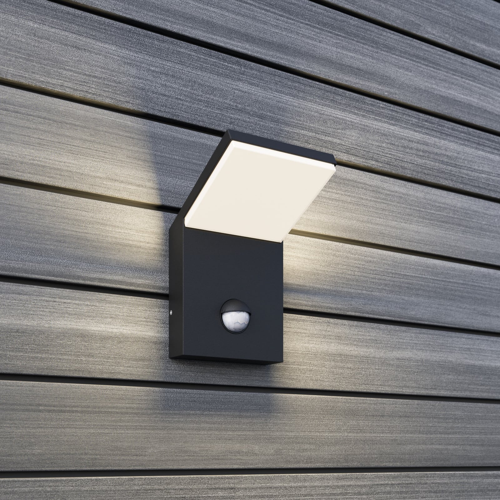 [gebraucht] B-ware Nevio Außenwandleuchte Außenlampe Led Sensor Aluminium Schwarz Bewegungsmelder