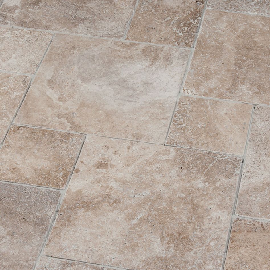 Seltra Natursteine Terrassenplatten NOCE TOROSA antik Travertin hellbraun günstig