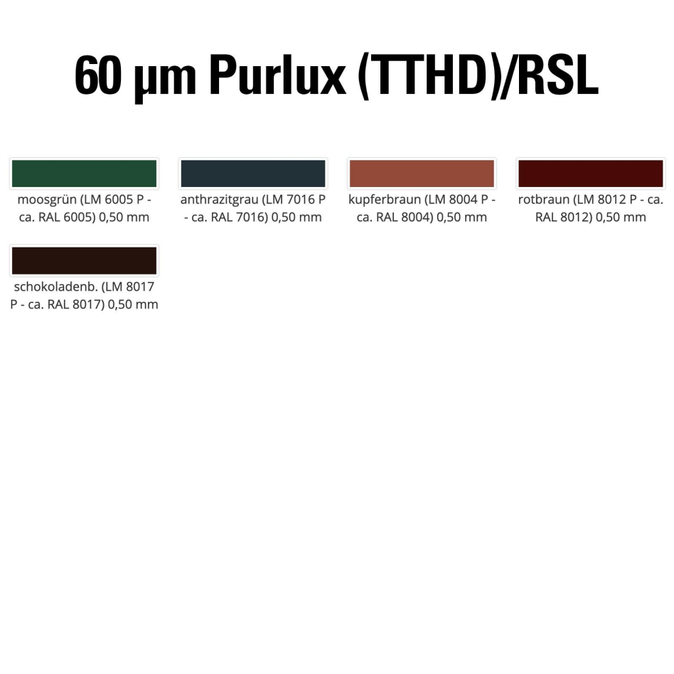 Luxmetall Firstendscheibe Stahl, 60 my Purlux (TTHD)/RSL