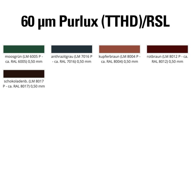 Luxmetall Firstendscheibe Stahl, 60 my Purlux (TTHD)/RSL