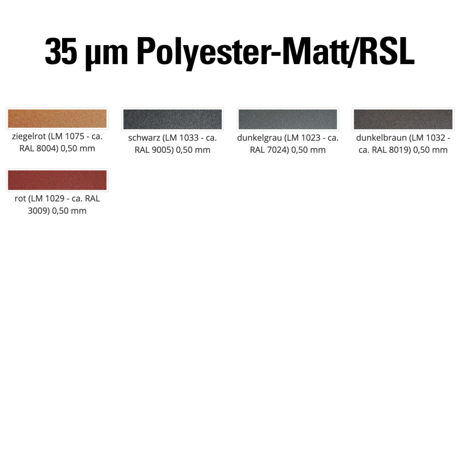 Luxmetall Firstendscheibe Stahl, 35 my Polyester-Matt/RSL