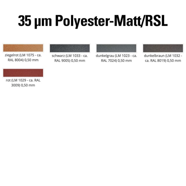 Luxmetall Firstendscheibe Stahl, 35 my Polyester-Matt/RSL