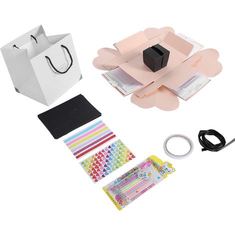 Überraschungs-fotobox – Diy-explosionsbox Für Erinnerungsstücke Und Geschenke – Rosa Und Weiß – 1 Stück