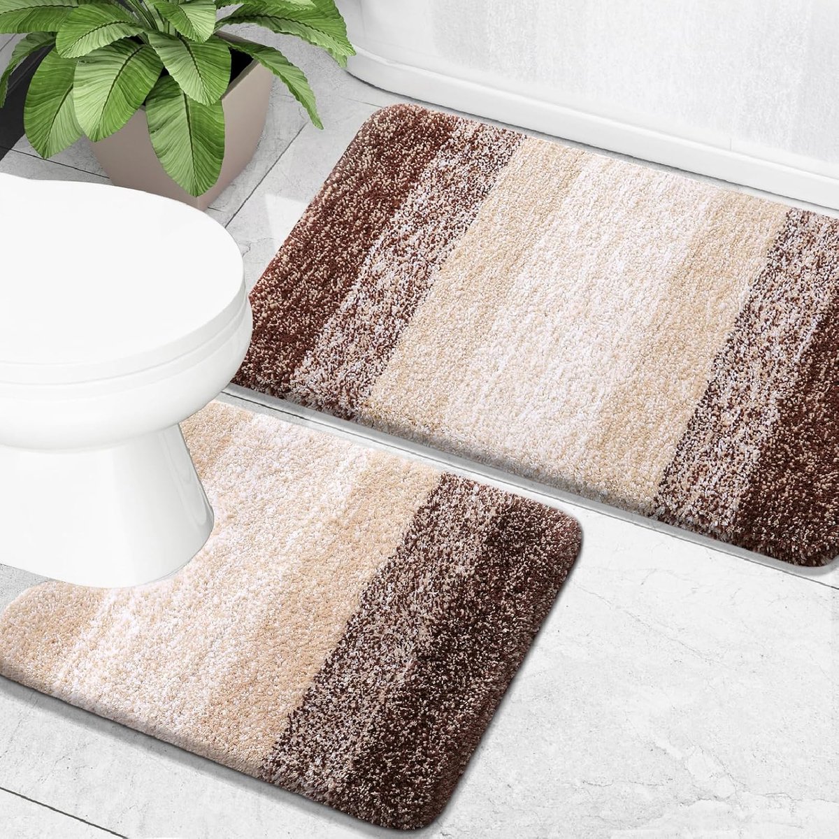 Badkamermatten-set (2 Stück): Weiche, Absorbierende Microvezel-badematte Und Vordere Toilettenbrillen Rutschfest Maschine Wurde Für Den Drogenkonsum Verwendet Plüsch-badematte Mit Langem Pool (40 X 60