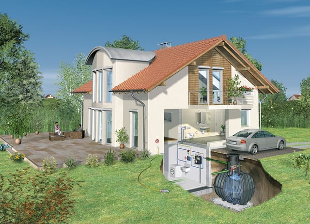 GRAF Carat Hausanlage Professionell inkl. hausinterner Saugpumpe Zisterne Regenwassertank, 13000 L, befahrbar PKW
