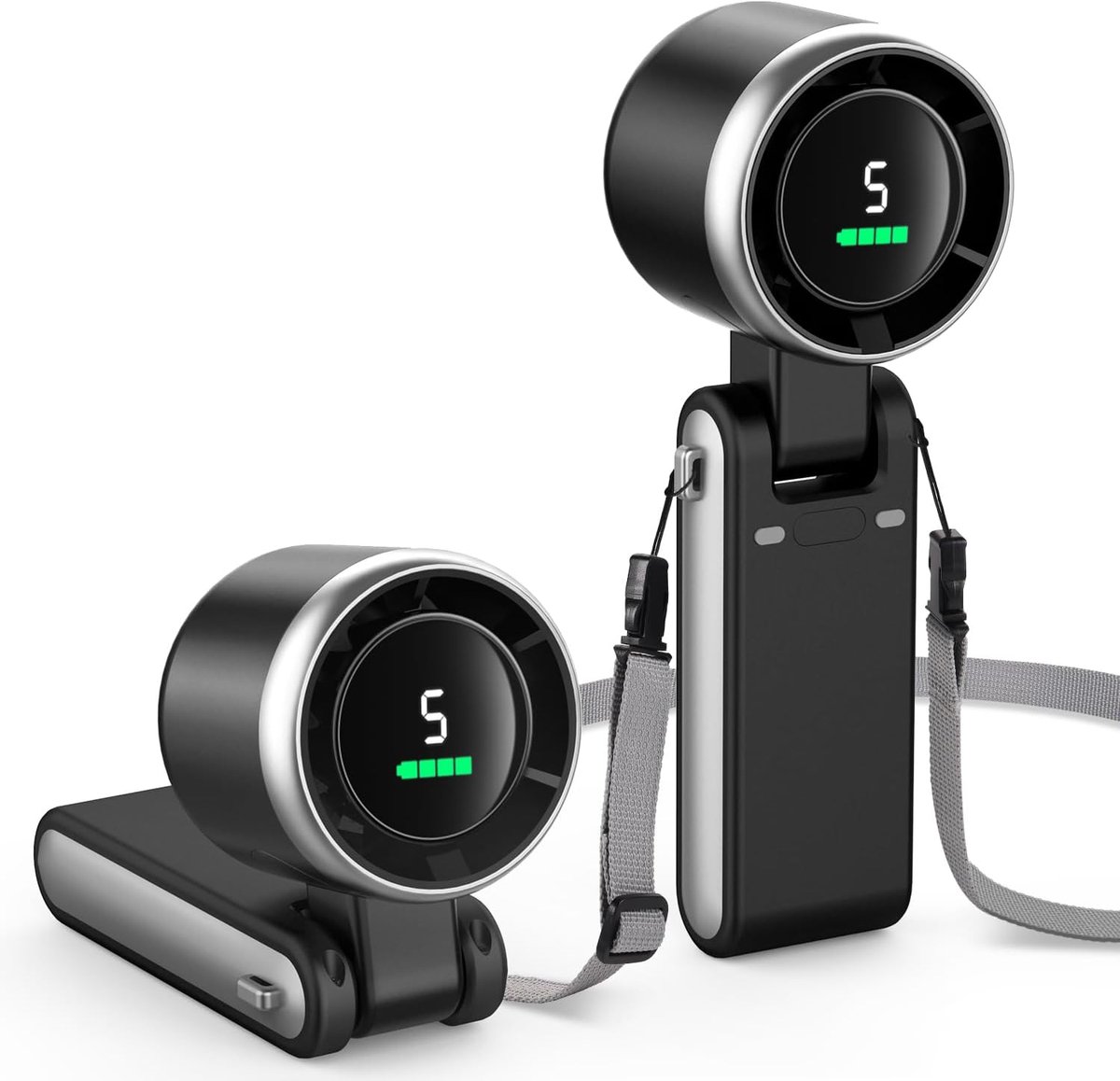 Tragbarer Handventilator Mit 3-in-1-funktion – 5-stufiger Turbolüfter – 3600 Mah Akkukapazität – 180° Faltbar – Usb-c-aufladbar – Handventilator Im Taschenformat
