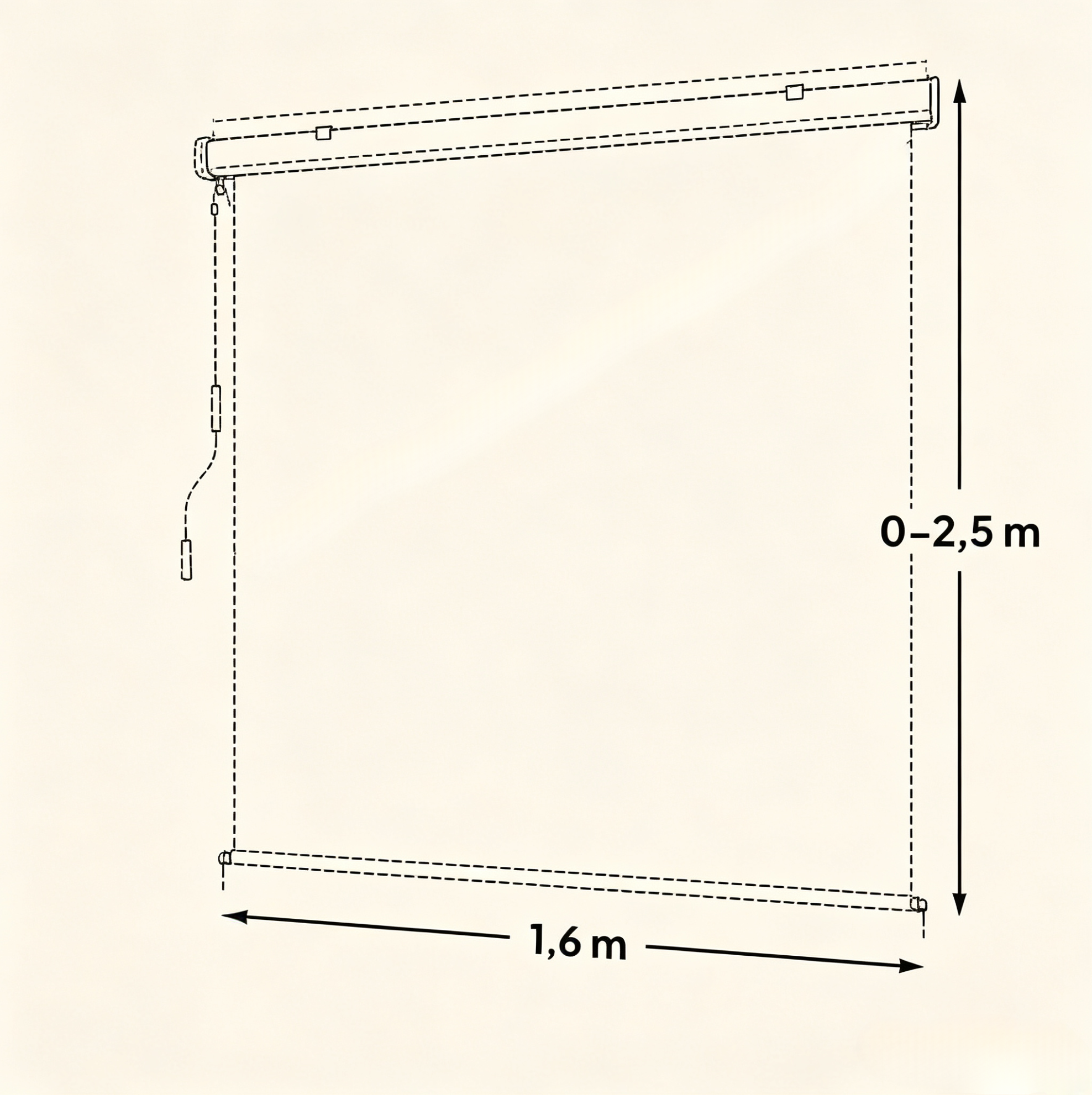 Manuelle Außenrollmarkise 250 X 160 Cm Aus Aluminium, Beige, Für Terrasse Und Balkon
