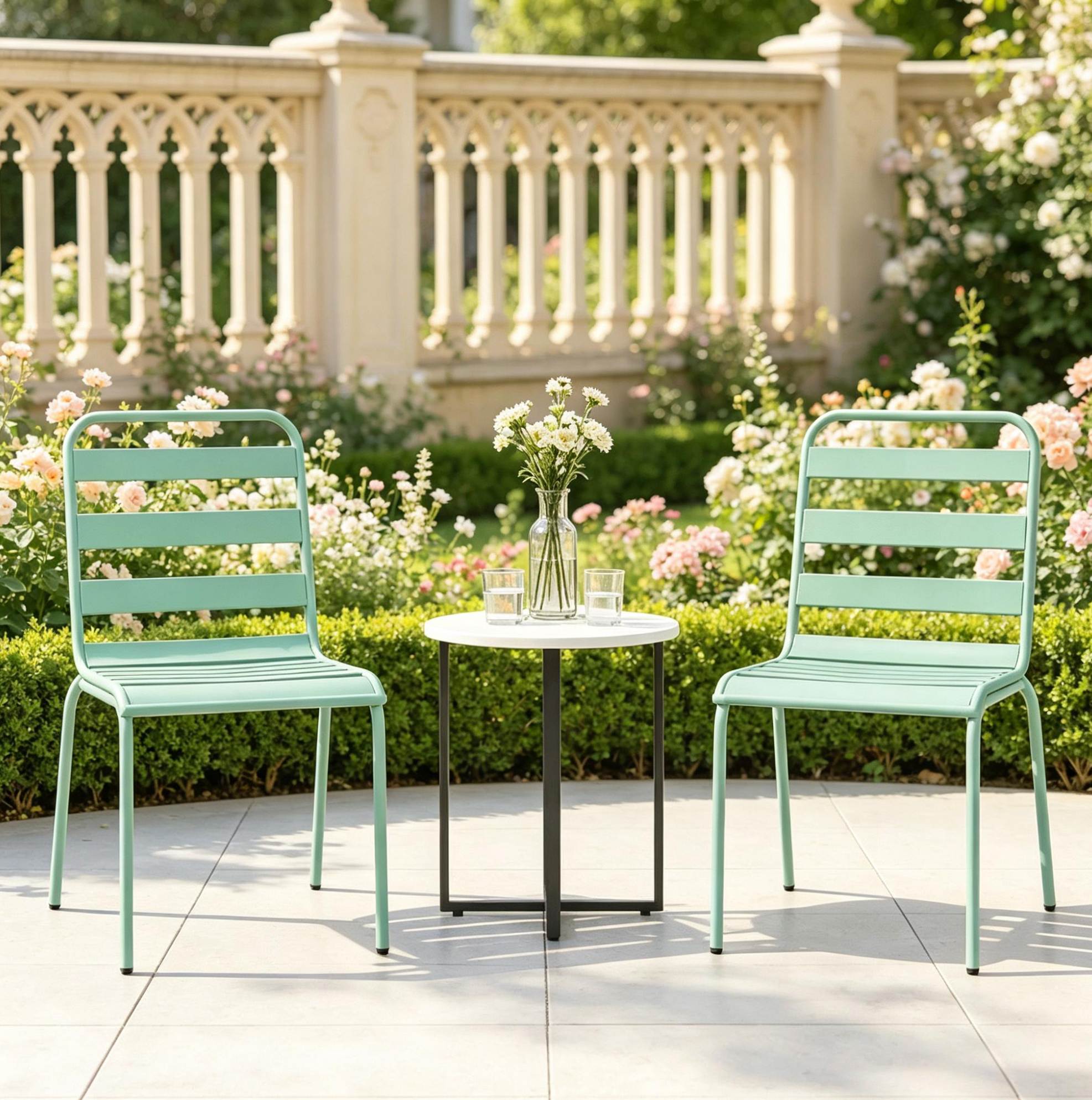 2er-set Stapelbare Gartenstühle 46×58×78 Cm Aus Grünem Stahl – Meubliv