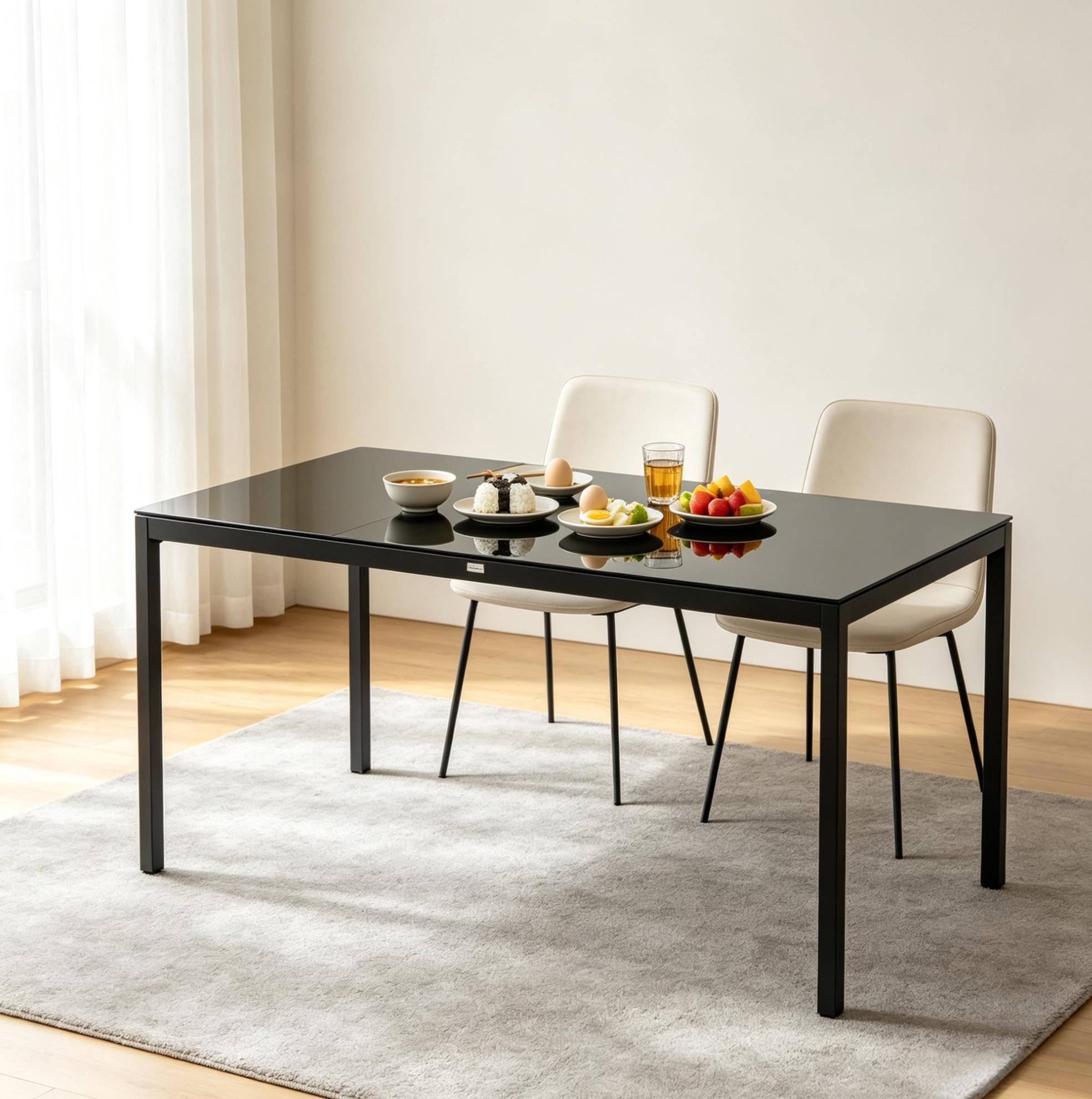 Gartentisch 180 X 80 X 72 Cm Aus Aluminium Und Gehärtetem Glas, Schwarz – Meubliv