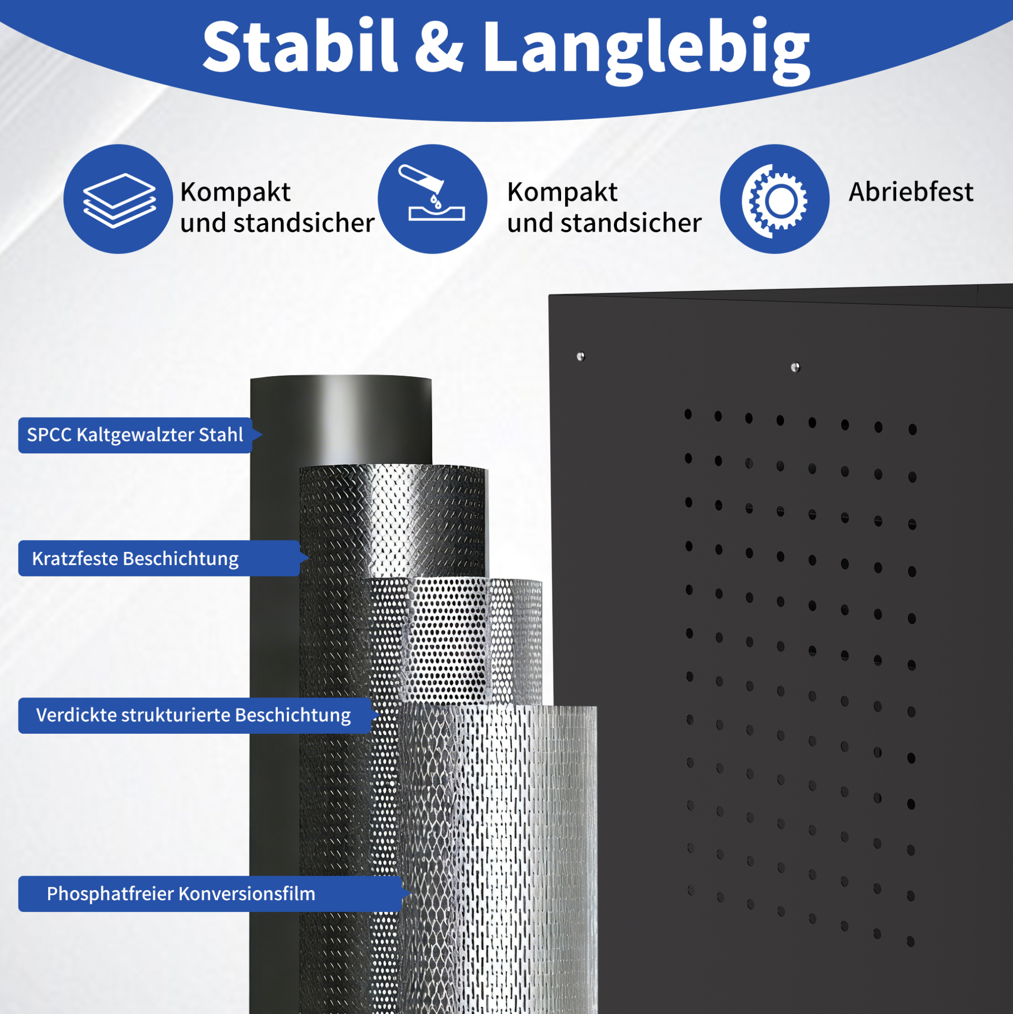 Mobiler Werkzeugschrank 75 X 42 X 87,3 Cm Aus Schwarzem Stahl Mit Rollen – Meubliv