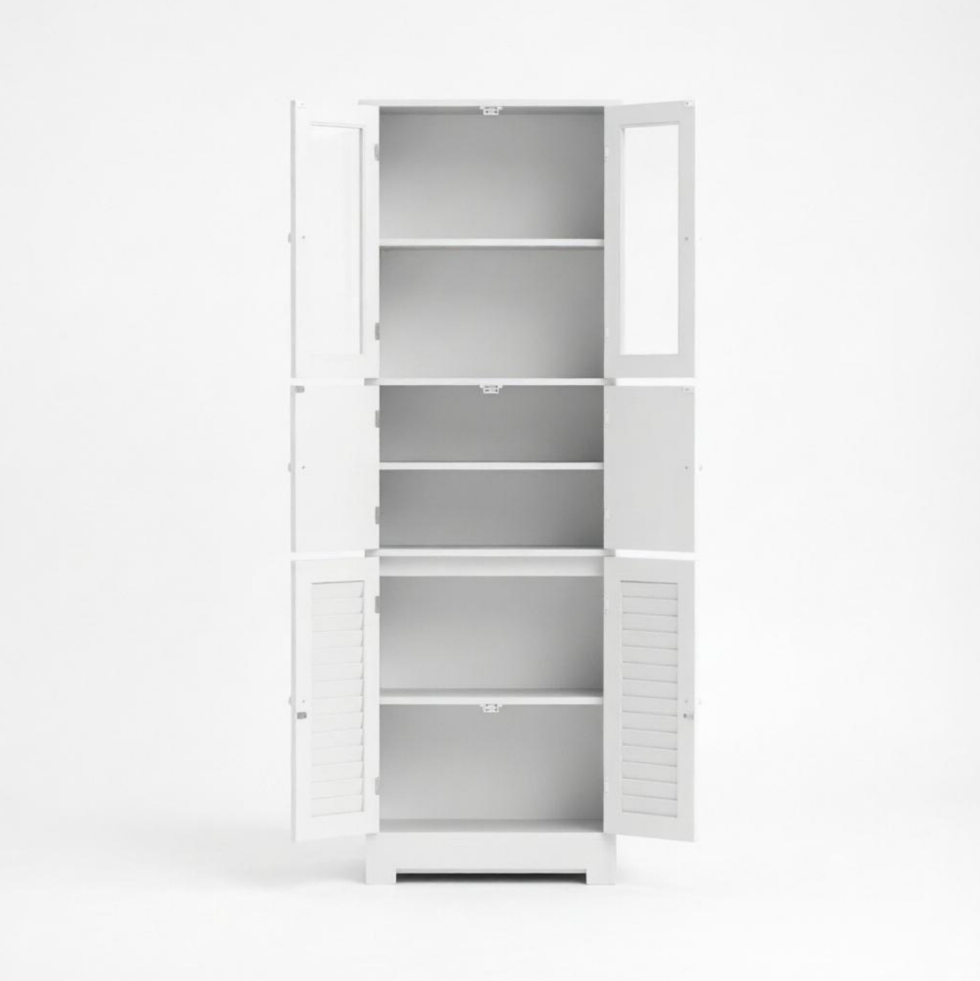 Badezimmerschrank 60 X 30 X 170,5 Cm Aus Mdf Und Glas, Weiß, 6 Türen – Meubliv